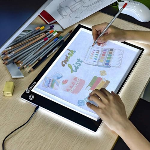 XIAOSTAR Led Licht Pad A4, Leuchttisch einstellbare leuchtkasten Copy Board Leuchtkasten, mit Type-C Ladekabel für Diamond Painting Skizzieren Animation (A4) von XIAOSTAR