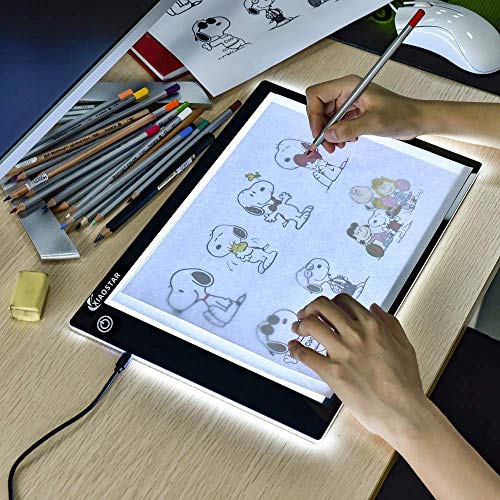 XIAOSTAR A4 beleuchtetes Tablet Kopiertafel mit LED A4, super dünn, für Zeichentafel mit USB-Kabel mit verstellbarer Helligkeit, für Künstler,Animationzeichnen,Skizzieren,Visualisierung mit X-Speichen von XIAOSTAR