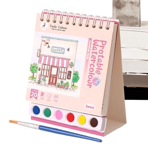 XIAOXIAOYU Aquarell Malbuch,Zeichenbuch Mit Pinsel - Pädagogisches Malbuch Mit Lernaktivitäten Für Vorschule von XIAOXIAOYU