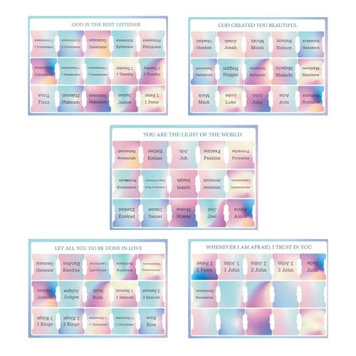 XIAOXIAOYU Bibelbuch-Tabs, 5 Blatt, Bibel-Trennblätter für Frauen, großer Druck, Tagebuch, Studium, Etiketten für Erwachsene, Männer, Kinder, persönliche Hingabe, Kirche, Dienst, Büro, Schule, Urlaub von XIAOXIAOYU