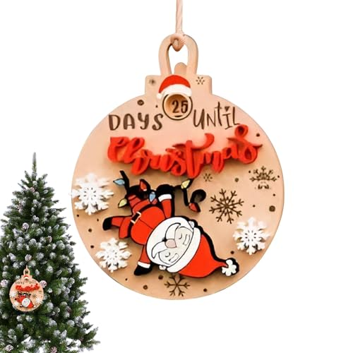 XIAOXIAOYU Countdown-Weihnachtsbaumschmuck, drehbarer Countdown-Weihnachtsbaumschmuck aus Holz, Countdown-Kalender für Partygeschenke von XIAOXIAOYU