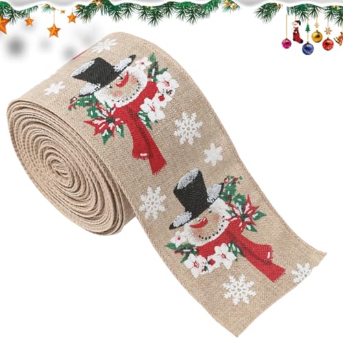 XIAOXIAOYU Festliches Juteband mit Draht, Weihnachtsband, Weihnachtsband für Weihnachtsbaum, Dekoration, Kränze, Stöcke XIAOXIAOYU Festliches Juteband mit Draht, Weihnachtsband, Weihnachtsband für Weihnachtsbaum, Dekoration, Kränze, Stöcke von XIAOXIAOYU