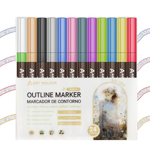 XIAOXIAOYU Glitzer-Textmarker, 8 Farben/12 Farben/24 Farben, Zeichenmarker, Umrissstifte, Kinder-Marker-Set, Stifte, Glitzer-Marker zum Basteln, Keramik, Poster, Grußkarten XIAOXIAOYU Glitzer-Textmarker, 8 Farben/12 Farben/24 Farben, Zeichenmarker, Umrissstifte, Kinder-Marker-Set, Stifte, Glitzer-Marker zum Basteln, Keramik, Poster, Grußkarten von XIAOXIAOYU