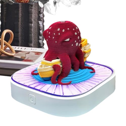 XIAOXIAOYU Notizblock Kalender 2025 | Oktopus Skulptur Notizblock Kalender | Kreativkalender 2025, Memoblock Oktopus Dekoration Zeitmesser Kalender von XIAOXIAOYU