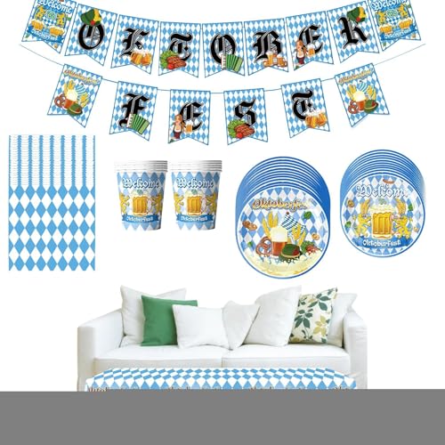 XIAOXIAOYU Oktoberfest Deko-Set - Wiesn Dekoration Banner | Festliches Zubehör Farbenfrohe Pappteller Für Festzelt Garten Park Party XIAOXIAOYU Oktoberfest Deko-Set - Wiesn Dekoration Banner | Festliches Zubehör Farbenfrohe Pappteller Für Festzelt Garten Park Party von XIAOXIAOYU