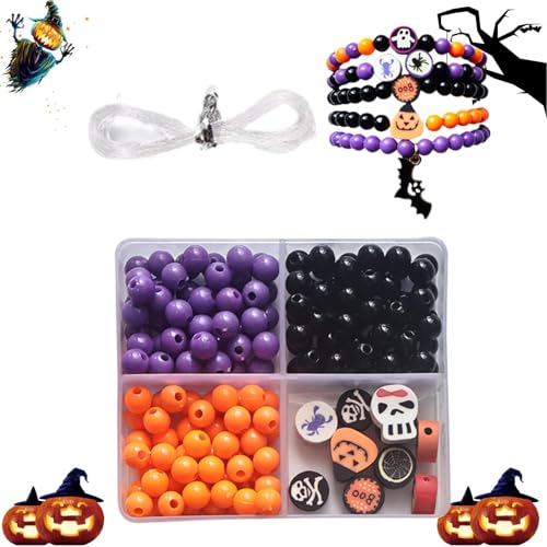XIAOXIAOYU Perlen für die Herstellung von Armbändern – Harz-Halloween-Armbandperlen, Party-Zubehör, Schmuckherstellung, Urlaubs-Perlen-Set für Armband, Schlüsselanhänger, Halskette von XIAOXIAOYU