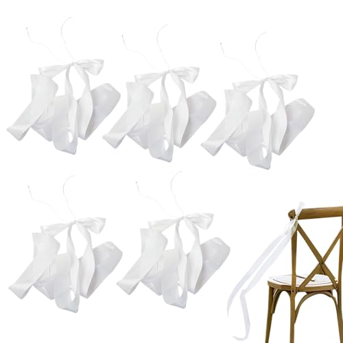 XIAOXIAOYU Stuhldekoration mit Schleife, für Hochzeit, 5 x weiße Schleife, Stuhlband, Gang-Dekorationen für drinnen und draußen, Bank, Sitz, Tür, Esstisch XIAOXIAOYU Stuhldekoration mit Schleife, für Hochzeit, 5 x weiße Schleife, Stuhlband, Gang-Dekorationen für drinnen und draußen, Bank, Sitz, Tür, Esstisch von XIAOXIAOYU