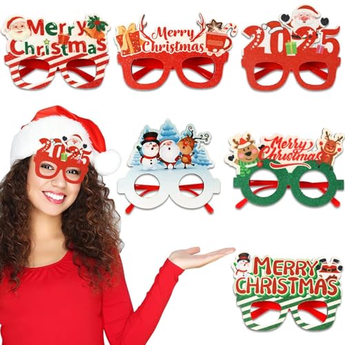XIAOXIAOYU Weihnachts-Glitzer-Partybrille, Party-Brillengestelle 2025,2025 Brille Weihnachtsbrille | 6 x Foto-Requisiten, Weihnachtsgläser, Partydekorationen, Weihnachtsmann, Elch, XIAOXIAOYU Weihnachts-Glitzer-Partybrille, Party-Brillengestelle 2025,2025 Brille Weihnachtsbrille | 6 x Foto-Requisiten, Weihnachtsgläser, Partydekorationen, Weihnachtsmann, Elch, von XIAOXIAOYU