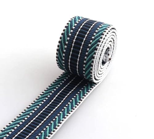 XIAOXIN 5 Yards 38 mm gestreiftes Gurtband im Ethno-Stil, Baumwoll-Polyester-Jacquardbesatz, gewebtes Gurtband für Taschengriffe, Geldbörsenriemen von XIAOXIN