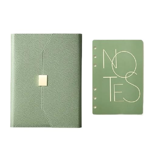 Notizbuch, nachfüllbar, Notizbuch, Tagebuch, A5, Ordner, 6-Ring-Ordner, Vintage, Premium-PU-Leder, klassisches Reisetagebuch, Tagebuch, Notizbuch for Studium, Arbeit(Green,A6) von XIAOYIWIN