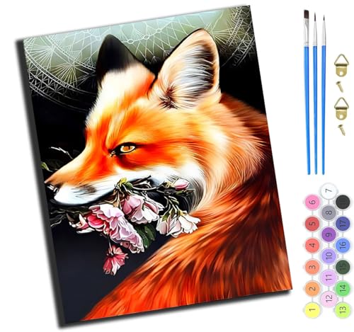 Kreisförmiges Bild Ein Fuchs Mit Blumen Im Maul,Malen Nach Zahlen Erwachsene,Diy Handgemalt Ölgemälde Kit,40X50 Cm,Paint By Numbers Adult Mit 3,Pinseln Und Acrylfarbe Leinwand Kit,Mit Rahmen Kreisförmiges Bild Ein Fuchs Mit Blumen Im Maul,Malen Nach Zahlen Erwachsene,Diy Handgemalt Ölgemälde Kit,40X50 Cm,Paint By Numbers Adult Mit 3,Pinseln Und Acrylfarbe Leinwand Kit,Mit Rahmen von XIAOYOUQIAN