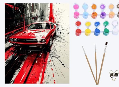 Rotes Auto Sportwagen abstrakte Graffiti,Malen nach Zahlen Erwachsene, DIY Handgemalt Ölgemälde Kit , 40X50 CM, Paint by Numbers Adult Mit 3 , Pinseln und Acrylfarbe leinwand Kit ,mit Rahmen Rotes Auto Sportwagen abstrakte Graffiti,Malen nach Zahlen Erwachsene, DIY Handgemalt Ölgemälde Kit , 40X50 CM, Paint by Numbers Adult Mit 3 , Pinseln und Acrylfarbe leinwand Kit ,mit Rahmen von XIAOYOUQIAN