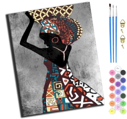 Traditionelle Afrikanische Schönheit,Malen Nach Zahlen Erwachsene,Diy Bastelset Handgemalt Ölgemälde Geschen Kit Mit 3,Pinseln Und Acrylfarbe Knitterfreie Leinwand Kit,40X50 Cm,Ohne Rahmen Traditionelle Afrikanische Schönheit,Malen Nach Zahlen Erwachsene,Diy Bastelset Handgemalt Ölgemälde Geschen Kit Mit 3,Pinseln Und Acrylfarbe Knitterfreie Leinwand Kit,40X50 Cm,Ohne Rahmen von XIAOYOUQIAN