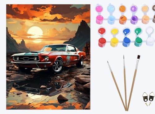 Verlassenes Auto bei Sonnenuntergang auf der Straße,DIY Ölgemälde Malen nach Zahlen Erwachsene Kinder, 40x50cm Handgemalte Geschenke Zahlenmalerei ab 5 Öl Wandkunst Haus Dekoration malen,mit Rahmen Verlassenes Auto bei Sonnenuntergang auf der Straße,DIY Ölgemälde Malen nach Zahlen Erwachsene Kinder, 40x50cm Handgemalte Geschenke Zahlenmalerei ab 5 Öl Wandkunst Haus Dekoration malen,mit Rahmen von XIAOYOUQIAN