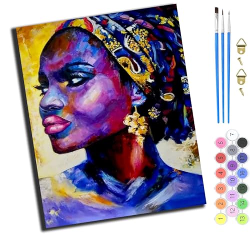 XIAOYOUQIAN Afrikanische Kopftuchschönheit,Malen Nach Zahlen Erwachsene Kinder,Mädchen Und Junge,Farbiges Leinwand Acrylfarben Diy Ölgemälde Set Zur Heimdekoration,40X50Cm,Ohne Rahmen XIAOYOUQIAN Afrikanische Kopftuchschönheit,Malen Nach Zahlen Erwachsene Kinder,Mädchen Und Junge,Farbiges Leinwand Acrylfarben Diy Ölgemälde Set Zur Heimdekoration,40X50Cm,Ohne Rahmen von XIAOYOUQIAN
