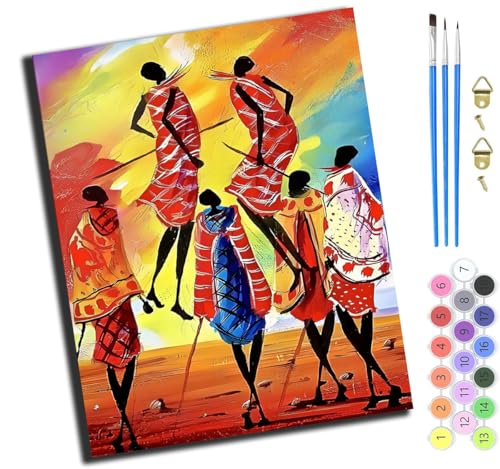XIAOYOUQIAN Afrikanische Tanzende Frauen,Malen Nach Zahlen Erwachsene,Paint By Numbers,Diy Handgemalt Ölgemälde Mit 3,Pinseln Und Acrylfarbe Leinwand Kit,40X50 Cm,Ohne Rahmen XIAOYOUQIAN Afrikanische Tanzende Frauen,Malen Nach Zahlen Erwachsene,Paint By Numbers,Diy Handgemalt Ölgemälde Mit 3,Pinseln Und Acrylfarbe Leinwand Kit,40X50 Cm,Ohne Rahmen von XIAOYOUQIAN