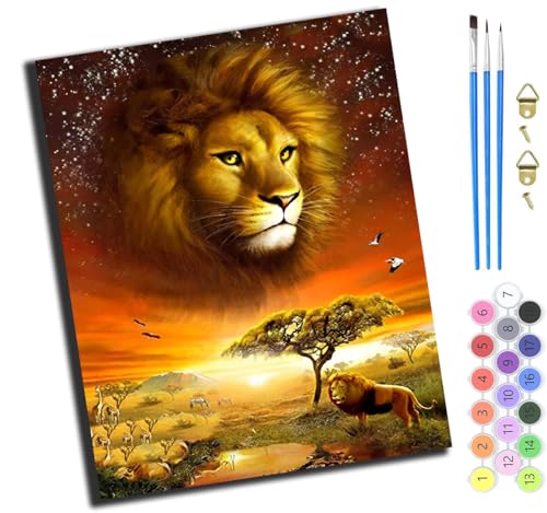 XIAOYOUQIAN Afrikanischer Savannenlöwe,Malen Nach Zahlen Erwachsene 40X50Cm,Mit Pinsels Und Acrylfarbe Kit,Diy Handgemalt Ölgemälde Für Geschenke Und Wandbilder Wohnzimmer,Ohne Rahmen XIAOYOUQIAN Afrikanischer Savannenlöwe,Malen Nach Zahlen Erwachsene 40X50Cm,Mit Pinsels Und Acrylfarbe Kit,Diy Handgemalt Ölgemälde Für Geschenke Und Wandbilder Wohnzimmer,Ohne Rahmen von XIAOYOUQIAN