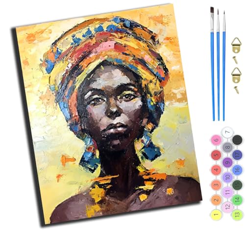 XIAOYOUQIAN Afrikanisches Mädchen,Malen Nach Zahlen Erwachsene,Paint By Numbers,Diy Handgemalt Ölgemälde Mit 3,Pinseln Und Acrylfarbe Knitterfreie Leinwand Kit,40X50 Cm,Ohne Rahmen XIAOYOUQIAN Afrikanisches Mädchen,Malen Nach Zahlen Erwachsene,Paint By Numbers,Diy Handgemalt Ölgemälde Mit 3,Pinseln Und Acrylfarbe Knitterfreie Leinwand Kit,40X50 Cm,Ohne Rahmen von XIAOYOUQIAN
