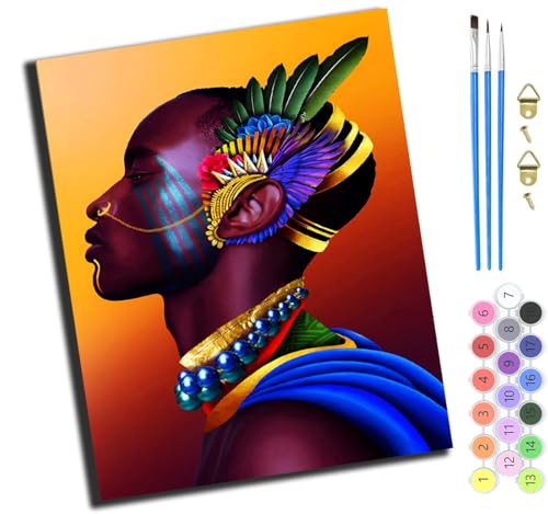 XIAOYOUQIAN Afroamerikanische Exotische Frau,Malen Nach Zahlen Erwachsene 40X50Cm,Mit Pinsels Und Acrylfarbe Kit,Diy Handgemalt Ölgemälde Für Geschenke Und Wandbilder Wohnzimmer,Ohne Rahmen XIAOYOUQIAN Afroamerikanische Exotische Frau,Malen Nach Zahlen Erwachsene 40X50Cm,Mit Pinsels Und Acrylfarbe Kit,Diy Handgemalt Ölgemälde Für Geschenke Und Wandbilder Wohnzimmer,Ohne Rahmen von XIAOYOUQIAN
