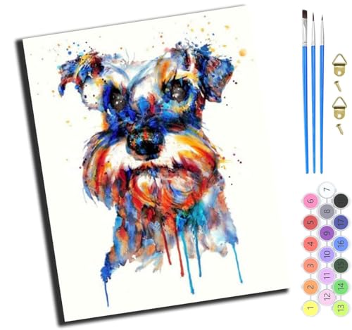 XIAOYOUQIAN Aquarell Tier Hund Schnauzer,Malen Nach Zahlen Erwachsene,Paint By Numbers,Diy Handgemalt Ölgemälde Mit 3,Pinseln Und Acrylfarbe Knitterfreie Leinwand Kit,40X50 Cm,Ohne Rahmen XIAOYOUQIAN Aquarell Tier Hund Schnauzer,Malen Nach Zahlen Erwachsene,Paint By Numbers,Diy Handgemalt Ölgemälde Mit 3,Pinseln Und Acrylfarbe Knitterfreie Leinwand Kit,40X50 Cm,Ohne Rahmen von XIAOYOUQIAN