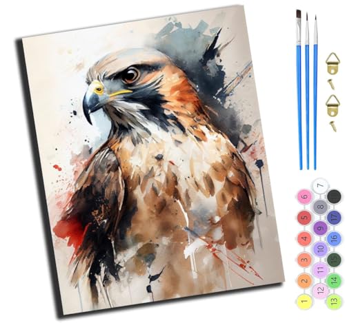 XIAOYOUQIAN Aquarell Tier Vogel Adler,Malen Nach Zahlen Erwachsene,Paint By Numbers,Diy Handgemalt Ölgemälde Mit 3,Pinseln Und Acrylfarbe Knitterfreie Leinwand Kit,40X50 Cm,Ohne Rahmen XIAOYOUQIAN Aquarell Tier Vogel Adler,Malen Nach Zahlen Erwachsene,Paint By Numbers,Diy Handgemalt Ölgemälde Mit 3,Pinseln Und Acrylfarbe Knitterfreie Leinwand Kit,40X50 Cm,Ohne Rahmen von XIAOYOUQIAN
