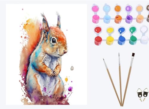 XIAOYOUQIAN Aquarell Tier süßes Eichhörnchen,Malen Nach Zahlen Erwachsene ,inklusive Pinsel und Acrylfarben , 40x50cm ,DIY Handgemalt Ölgemälde Kit ,mit Rahmen XIAOYOUQIAN Aquarell Tier süßes Eichhörnchen,Malen Nach Zahlen Erwachsene ,inklusive Pinsel und Acrylfarben , 40x50cm ,DIY Handgemalt Ölgemälde Kit ,mit Rahmen von XIAOYOUQIAN