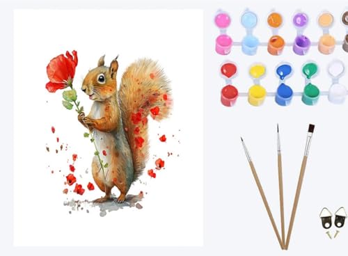 XIAOYOUQIAN Aquarell Tiere Blumen und Eichhörnchen,Malen nach Zahlen Erwachsene , happy Painting Kits , Bastelset Leinwand Pinsel , Handgemalt Ölgemälde Kinder 40x50cm ,mit Rahmen XIAOYOUQIAN Aquarell Tiere Blumen und Eichhörnchen,Malen nach Zahlen Erwachsene , happy Painting Kits , Bastelset Leinwand Pinsel , Handgemalt Ölgemälde Kinder 40x50cm ,mit Rahmen von XIAOYOUQIAN
