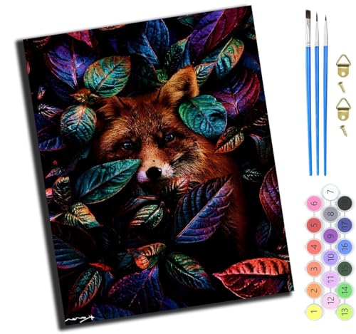 XIAOYOUQIAN Blattfuchs,Malen Nach Zahlen Erwachsene,Diy Handgemalt Ölgemälde Kit,Groß Diy Ölgemälde Kit Für Anfänger,Knitterfreie Leinwand,40X50Cm，Ohne Rahmen von XIAOYOUQIAN