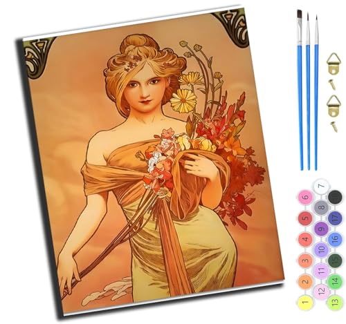 XIAOYOUQIAN Blondes Mädchen Der Karikatur, Das Blumen Hält,Malen Nach Zahlen Erwachsene,Happy Painting Kits,Bastelset Leinwand Pinsel,Handgemalt Ölgemälde Kinder 40X50Cm,Mit Rahmen XIAOYOUQIAN Blondes Mädchen Der Karikatur, Das Blumen Hält,Malen Nach Zahlen Erwachsene,Happy Painting Kits,Bastelset Leinwand Pinsel,Handgemalt Ölgemälde Kinder 40X50Cm,Mit Rahmen von XIAOYOUQIAN