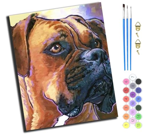 XIAOYOUQIAN Brauner Hund Ao Hund,Malen Nach Zahlen Erwachsene,Happy Painting Kits,Bastelset Leinwand Pinsel,Handgemalt Ölgemälde Kinder 40X50Cm,Ohne Rahmen von XIAOYOUQIAN