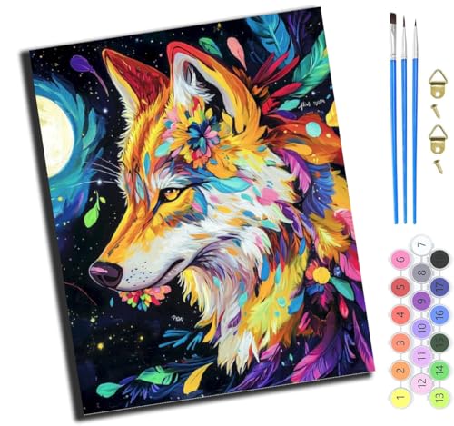 XIAOYOUQIAN Bunter Federwolf,Malen Nach Zahlen Erwachsene,Inklusive Pinsel Und Acrylfarben,40X50Cm,Diy Handgemalt Ölgemälde Kit,Mit Rahmen XIAOYOUQIAN Bunter Federwolf,Malen Nach Zahlen Erwachsene,Inklusive Pinsel Und Acrylfarben,40X50Cm,Diy Handgemalt Ölgemälde Kit,Mit Rahmen von XIAOYOUQIAN
