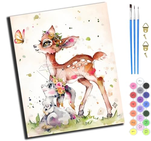 XIAOYOUQIAN Cartoon-Farbtiere Sikawild Und Kaninchen,Malen Nach Zahlen Erwachsene,Inklusive Pinsel Und Acrylfarben,40X50Cm,Diy Handgemalt Ölgemälde Kit,Mit Rahmen XIAOYOUQIAN Cartoon-Farbtiere Sikawild Und Kaninchen,Malen Nach Zahlen Erwachsene,Inklusive Pinsel Und Acrylfarben,40X50Cm,Diy Handgemalt Ölgemälde Kit,Mit Rahmen von XIAOYOUQIAN
