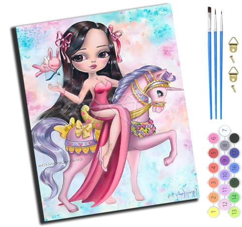 XIAOYOUQIAN Cartoon-Mädchenpuppe Auf Einem Pferd,Malen Nach Zahlen Erwachsene,Diy Handgemalt Ölgemälde Kit,Groß Diy Ölgemälde Kit Für Anfänger,Knitterfreie Leinwand,40X50Cm,Mit Rahmen XIAOYOUQIAN Cartoon-Mädchenpuppe Auf Einem Pferd,Malen Nach Zahlen Erwachsene,Diy Handgemalt Ölgemälde Kit,Groß Diy Ölgemälde Kit Für Anfänger,Knitterfreie Leinwand,40X50Cm,Mit Rahmen von XIAOYOUQIAN