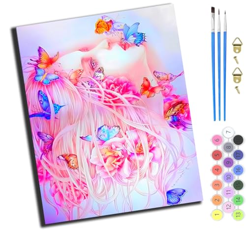 XIAOYOUQIAN Cartoon Märchen Schmetterling Elfe Mädchen,Malen Nach Zahlen Erwachsene,Diy Ölgemälde Leinwand Kit Mit Pinseln Und Acrylfarbe Für Home Haus Deko,50X40Cm,Mit Rahmen XIAOYOUQIAN Cartoon Märchen Schmetterling Elfe Mädchen,Malen Nach Zahlen Erwachsene,Diy Ölgemälde Leinwand Kit Mit Pinseln Und Acrylfarbe Für Home Haus Deko,50X40Cm,Mit Rahmen von XIAOYOUQIAN