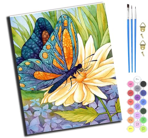 XIAOYOUQIAN Cartoon Schmetterling Blumen,Malen Nach Zahlen Erwachsene,Diy Handgemalt Ölgemälde Kit,40X50 Cm,Paint By Numbers Adult Mit 3,Pinseln Und Acrylfarbe Leinwand Kit,Mit Rahmen XIAOYOUQIAN Cartoon Schmetterling Blumen,Malen Nach Zahlen Erwachsene,Diy Handgemalt Ölgemälde Kit,40X50 Cm,Paint By Numbers Adult Mit 3,Pinseln Und Acrylfarbe Leinwand Kit,Mit Rahmen von XIAOYOUQIAN