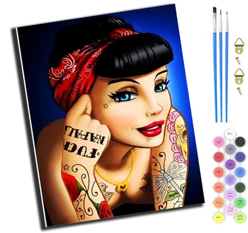 XIAOYOUQIAN Cartoon-Tattoo-Modemädchen,Malen Nach Zahlen Erwachsene,40X50Cm,Be Creative Heimdekoration Anfänger Mit Pinsel Und Acrylfarben Ölgemälde Für Home Decor,Mit Rahmen XIAOYOUQIAN Cartoon-Tattoo-Modemädchen,Malen Nach Zahlen Erwachsene,40X50Cm,Be Creative Heimdekoration Anfänger Mit Pinsel Und Acrylfarben Ölgemälde Für Home Decor,Mit Rahmen von XIAOYOUQIAN