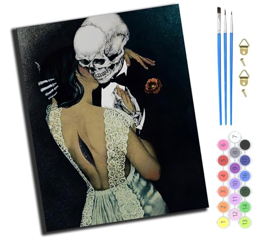 XIAOYOUQIAN Cartoon-Totenkopf-Mädchenpaar,Malen Nach Zahlen Erwachsene,Inklusive Pinsel Und Acrylfarben,40X50Cm,Diy Handgemalt Ölgemälde Kit,Mit Rahmen XIAOYOUQIAN Cartoon-Totenkopf-Mädchenpaar,Malen Nach Zahlen Erwachsene,Inklusive Pinsel Und Acrylfarben,40X50Cm,Diy Handgemalt Ölgemälde Kit,Mit Rahmen von XIAOYOUQIAN