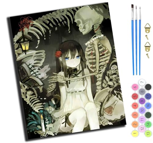 XIAOYOUQIAN Cartoon-Totenkopf-Mädchenpaar,Malen Nach Zahlen Erwachsene Kinder,Mädchen Und Junge,Farbiges Leinwand Acrylfarben Diy Ölgemälde Set Zur Heimdekoration,40X50Cm,Mit Rahmen XIAOYOUQIAN Cartoon-Totenkopf-Mädchenpaar,Malen Nach Zahlen Erwachsene Kinder,Mädchen Und Junge,Farbiges Leinwand Acrylfarben Diy Ölgemälde Set Zur Heimdekoration,40X50Cm,Mit Rahmen von XIAOYOUQIAN