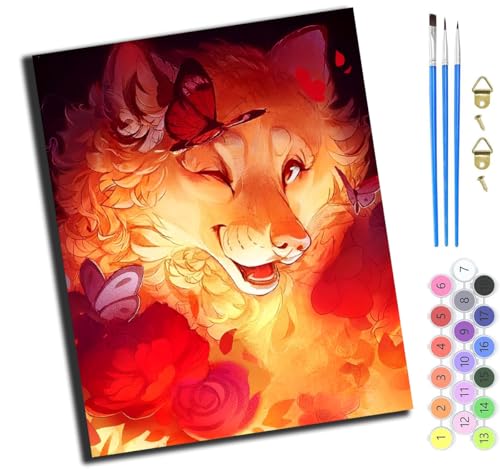 XIAOYOUQIAN Cartoon Wolf Löwe Tiger,Malen Nach Zahlen Erwachsene 40X50Cm,Mit Pinsels Und Acrylfarbe Kit,Diy Handgemalt Ölgemälde Für Geschenke Und Wandbilder Wohnzimmer,Mit Rahmen XIAOYOUQIAN Cartoon Wolf Löwe Tiger,Malen Nach Zahlen Erwachsene 40X50Cm,Mit Pinsels Und Acrylfarbe Kit,Diy Handgemalt Ölgemälde Für Geschenke Und Wandbilder Wohnzimmer,Mit Rahmen von XIAOYOUQIAN