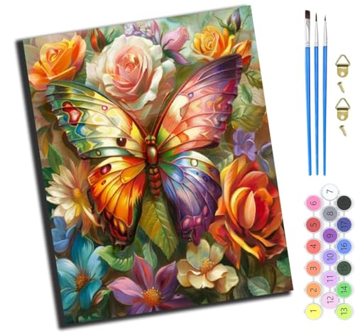 XIAOYOUQIAN Champagner-Rosen-Schmetterling,Malen Nach Zahlen Erwachsene,Diy Handgemalt Ölgemälde,Mit Pinseln Malerei Kits Erwachsene Kunsthandwerk Für Zuhause 40X50 Cm,Ohne Rahmen XIAOYOUQIAN Champagner-Rosen-Schmetterling,Malen Nach Zahlen Erwachsene,Diy Handgemalt Ölgemälde,Mit Pinseln Malerei Kits Erwachsene Kunsthandwerk Für Zuhause 40X50 Cm,Ohne Rahmen von XIAOYOUQIAN