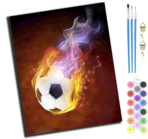 XIAOYOUQIAN Comet Magic Fußball,Malen Nach Zahlen Erwachsene,Diy Mit Pinseln Und Acrylfarben Handgemalt Ölgemälde Leinwand Für Home Decor,(40X50Cm),Mit Rahmen von XIAOYOUQIAN