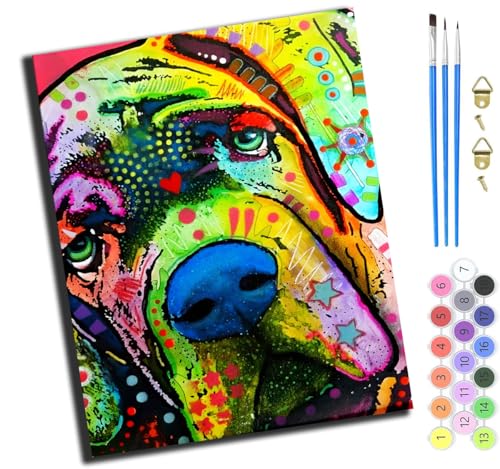 XIAOYOUQIAN Deutsche Dogge Aus Dem Tierheim,Malen Nach Zahlen Erwachsene,Diy Handgemalt Ölgemälde,Mit Pinseln Malerei Kits Erwachsene Kunsthandwerk Für Zuhause 40X50 Cm,Mit Rahmen von XIAOYOUQIAN