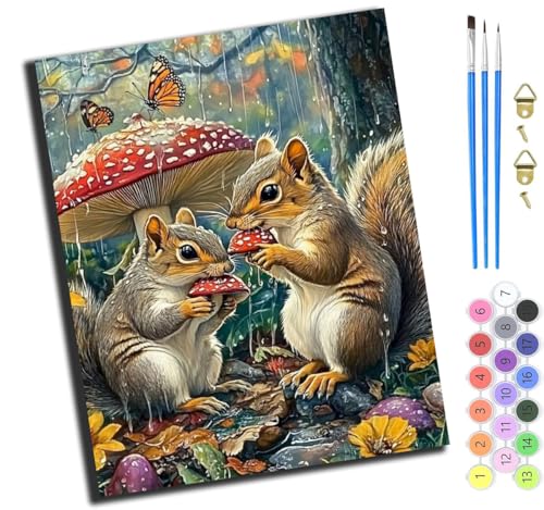 XIAOYOUQIAN Eichhörnchen Und Pilz Regenschirm Im Regen,Malen Nach Zahlen Erwachsene,Diy Handgemalt Ölgemälde Kit,Paint By Numbers Adult Mit 3,Pinseln Und Acrylfarbe Leinwand Kit,40X50 Cm,Ohne Rahmen XIAOYOUQIAN Eichhörnchen Und Pilz Regenschirm Im Regen,Malen Nach Zahlen Erwachsene,Diy Handgemalt Ölgemälde Kit,Paint By Numbers Adult Mit 3,Pinseln Und Acrylfarbe Leinwand Kit,40X50 Cm,Ohne Rahmen von XIAOYOUQIAN