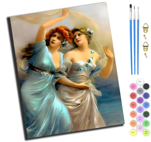 XIAOYOUQIAN Europäisches Retro-Promi-Mädchen,Malen Nach Zahlen Erwachsene,Diy Bastelset Handgemalt Ölgemälde Kit Mit 3,Pinseln Und Acrylfarbe Leinwand Kit,Geschenkideen,40X50 Cm,Ohne Rahmen von XIAOYOUQIAN