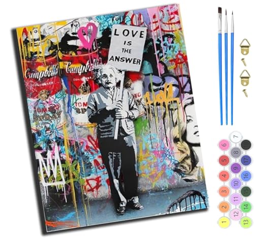 XIAOYOUQIAN Farbgekritzel Einstein,Malen Nach Zahlen Erwachsene,Diy Handgemalt Ölgemälde Kit,Paint By Numbers Adult Mit 3,Pinseln Und Acrylfarbe Leinwand Kit,40X50 Cm,Ohne Rahmen XIAOYOUQIAN Farbgekritzel Einstein,Malen Nach Zahlen Erwachsene,Diy Handgemalt Ölgemälde Kit,Paint By Numbers Adult Mit 3,Pinseln Und Acrylfarbe Leinwand Kit,40X50 Cm,Ohne Rahmen von XIAOYOUQIAN