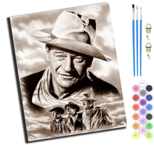 XIAOYOUQIAN Film Cowboy Mann Porträt John Wayne,Malen Nach Zahlen Erwachsene,Paint By Numbers,Diy Handgemalt Ölgemälde Mit 3,Pinseln Und Acrylfarbe Knitterfreie Leinwand Kit,40X50 Cm,Ohne Rahmen XIAOYOUQIAN Film Cowboy Mann Porträt John Wayne,Malen Nach Zahlen Erwachsene,Paint By Numbers,Diy Handgemalt Ölgemälde Mit 3,Pinseln Und Acrylfarbe Knitterfreie Leinwand Kit,40X50 Cm,Ohne Rahmen von XIAOYOUQIAN