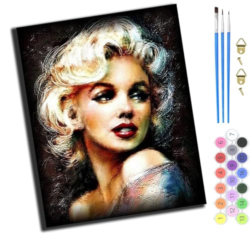 XIAOYOUQIAN Film Monroe Blondine,Malen Nach Zahlen Erwachsene,Diy Bastelset Handgemalt Ölgemälde Geschen Kit Mit 3,Pinseln Und Acrylfarbe Knitterfreie Leinwand Kit,40X50 Cm,Ohne Rahmen XIAOYOUQIAN Film Monroe Blondine,Malen Nach Zahlen Erwachsene,Diy Bastelset Handgemalt Ölgemälde Geschen Kit Mit 3,Pinseln Und Acrylfarbe Knitterfreie Leinwand Kit,40X50 Cm,Ohne Rahmen von XIAOYOUQIAN