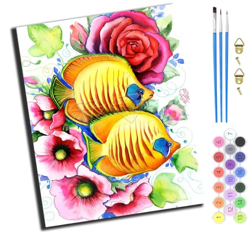 XIAOYOUQIAN Gelbe Tiefseefische Aquarell Tierkunst,Malen Nach Zahlen Erwachsene Kinder,Mädchen Und Junge,Farbiges Leinwand Acrylfarben Diy Ölgemälde Set Zur Heimdekoration,40X50Cm,Ohne Rahmen XIAOYOUQIAN Gelbe Tiefseefische Aquarell Tierkunst,Malen Nach Zahlen Erwachsene Kinder,Mädchen Und Junge,Farbiges Leinwand Acrylfarben Diy Ölgemälde Set Zur Heimdekoration,40X50Cm,Ohne Rahmen von XIAOYOUQIAN