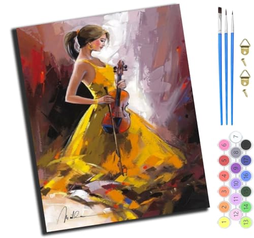 XIAOYOUQIAN Gelben Rock Frau Violine Schönheit,Malen Nach Zahlen Erwachsene,Paint By Numbers,Diy Handgemalt Ölgemälde Mit 3,Pinseln Und Acrylfarbe Knitterfreie Leinwand Kit,40X50 Cm,Ohne Rahmen XIAOYOUQIAN Gelben Rock Frau Violine Schönheit,Malen Nach Zahlen Erwachsene,Paint By Numbers,Diy Handgemalt Ölgemälde Mit 3,Pinseln Und Acrylfarbe Knitterfreie Leinwand Kit,40X50 Cm,Ohne Rahmen von XIAOYOUQIAN