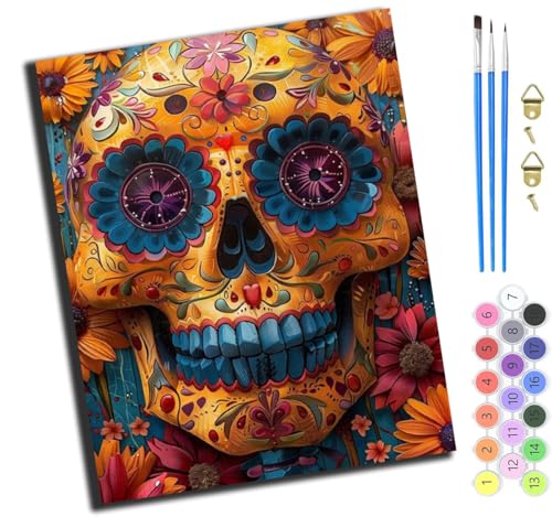 XIAOYOUQIAN Gelber Blumenschädel,Malen Nach Zahlen Erwachsene,Diy Handgemalt Ölgemälde Kit,Paint By Numbers Adult Mit 3,Pinseln Und Acrylfarbe Leinwand Kit,40X50 Cm,Ohne Rahmen XIAOYOUQIAN Gelber Blumenschädel,Malen Nach Zahlen Erwachsene,Diy Handgemalt Ölgemälde Kit,Paint By Numbers Adult Mit 3,Pinseln Und Acrylfarbe Leinwand Kit,40X50 Cm,Ohne Rahmen von XIAOYOUQIAN